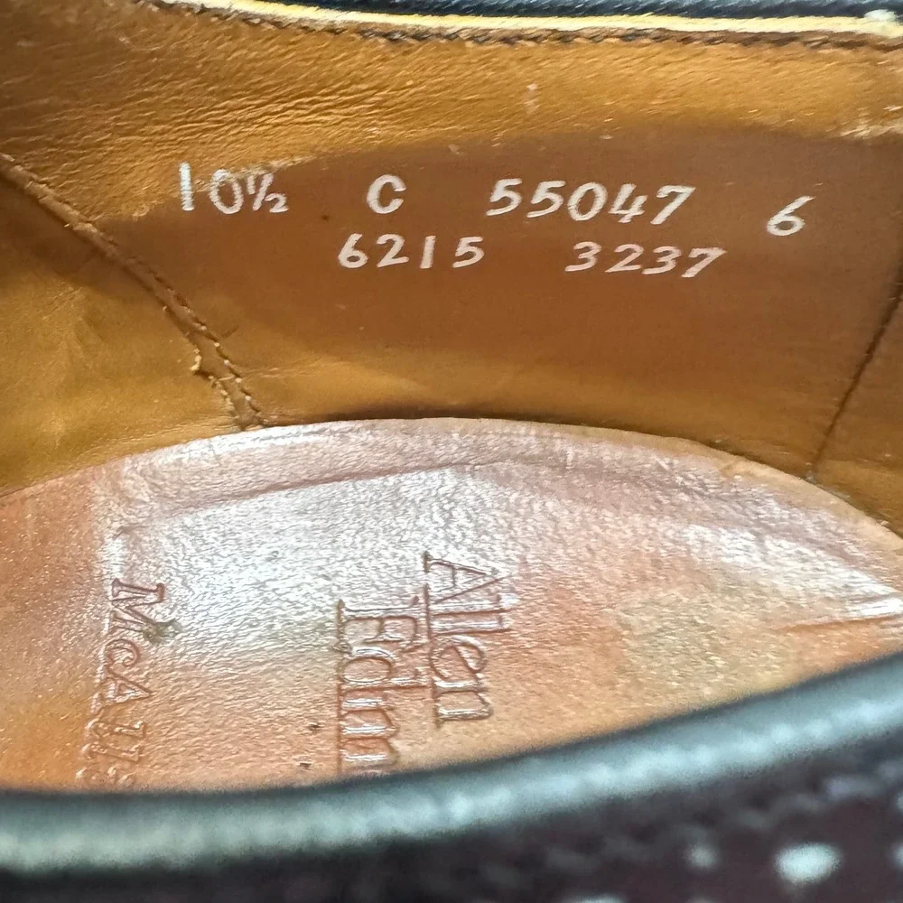 Allen Edmonds McAllister Wingtip Oxford‎ Mens 10.5 C Black Brogue Leather
